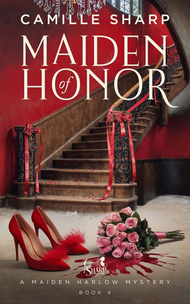 The cover for the dark cozy mystery Maiden of Honor