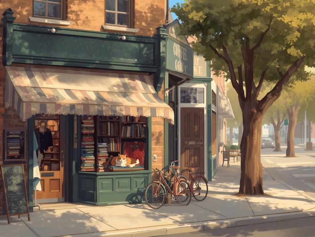 A small-town bookshop, a setting frequently featured in some cozy mysteries.
